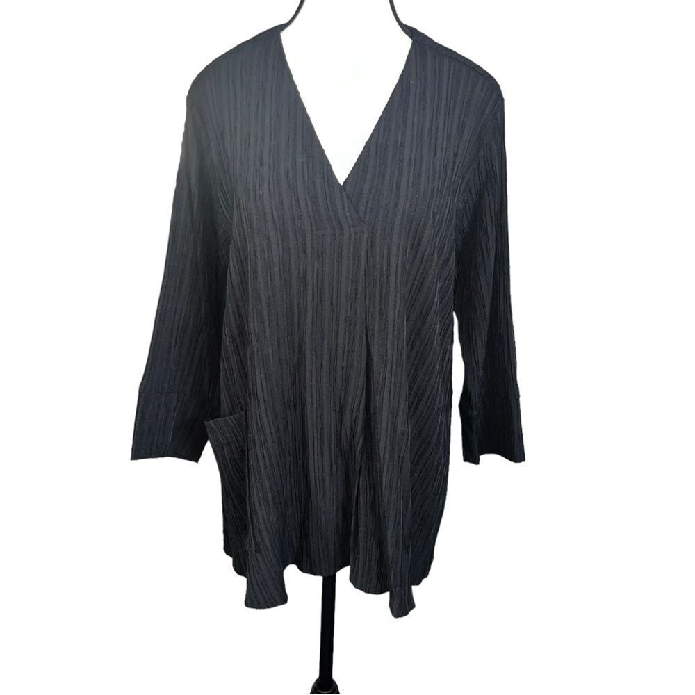 Marla Wynne V- Neck Crepe Crinkle Blouse Size Medium